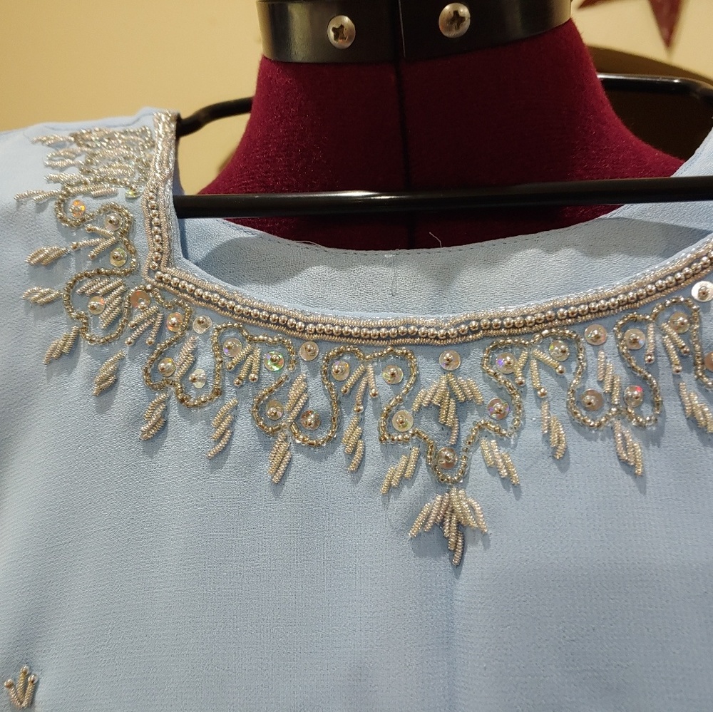 Sari Style Light Blue Dress with beading Size S